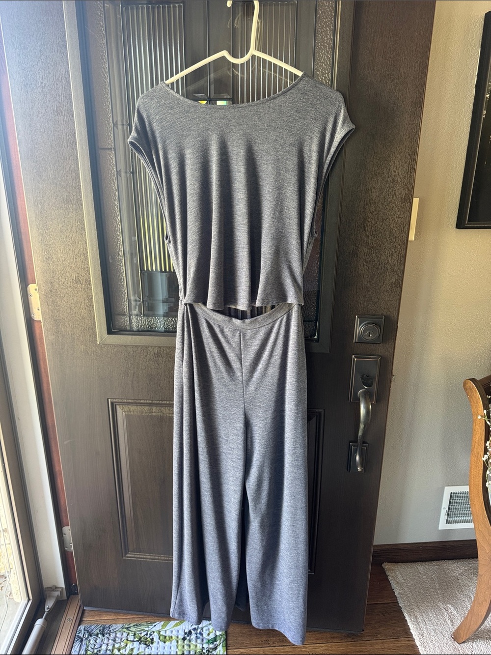 BUCKETLIST Backless Wide-Leg Jumpsuit in Gray